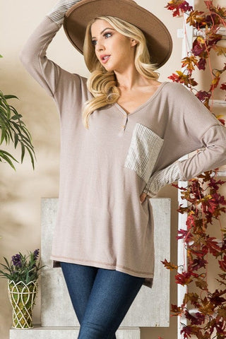 Reversed Stitched Hi Low Tunic *Online Only* - Premium  at Lonnys NY - Just $47.95! Shop Womens clothing now