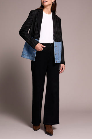 Tribal Denim & Pinstripe Blazer