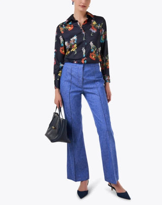 Vilagallo Mariposa Floral Button Down Blouse