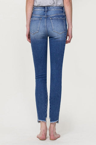 Flying Monkey HIGH RISE ANKLE SKINNY W UNEVEN HEM DETAIL *Online Only* - Premium  at Lonnys NY - Just $75.55! Shop Womens clothing now 