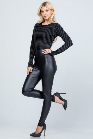 High Waisted Faux Leather Leggings *Online Only* - Premium clothing at Lonnys NY - Just $31! Shop Womens clothing now 