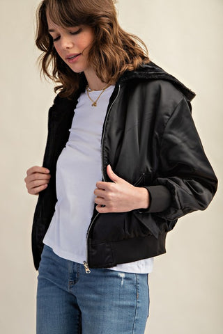 Reversible Fur Lined Bomber Jacket *Online Only* - Premium clothing at Lonnys NY - Just $85! Shop Womens clothing now 