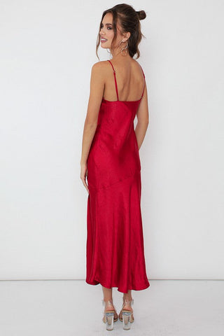 Satin Side Slit Midi Dress  *Online Only* - Premium  at Lonnys NY - Just $90! Shop Womens clothing now 