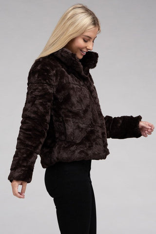 Fluffy Zip-Up Sweater Jacket - Premium  from Ambiance Apparel - Just $33! Shop now at Lonnys NY