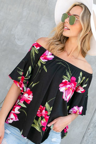 Floral Off Shoulder Top *Online Only* - Premium Shirts & Tops at Lonnys NY - Just $47.99! Shop Womens clothing now 