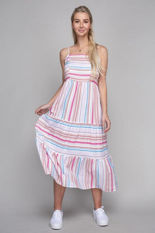 Striped Print Ruffle Hem Cami Dress  *Online Only* - Premium  at Lonnys NY - Just $42! Shop Womens clothing now 
