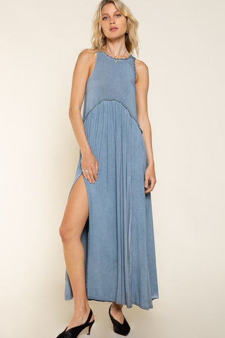 Stone Washed Side Slit Cut Out Maxi Dress *Online Only* - Premium  from POL - Just $60.50! Shop now 