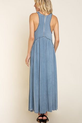 Stone Washed Side Slit Cut Out Maxi Dress *Online Only* - Premium  at Lonnys NY - Just $60.50! Shop Womens clothing now 