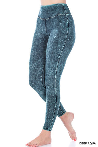 Mineral Washed Wide Waistband Yoga Leggings *Online Only* - Premium pants at Lonnys NY - Just $35! Shop Womens clothing now 