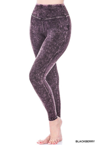 Mineral Washed Wide Waistband Yoga Leggings *Online Only* - Premium pants at Lonnys NY - Just $35! Shop Womens clothing now 