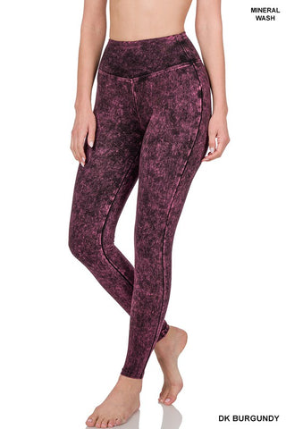 Mineral Washed Wide Waistband Yoga Leggings *Online Only* - Premium pants at Lonnys NY - Just $35! Shop Womens clothing now 