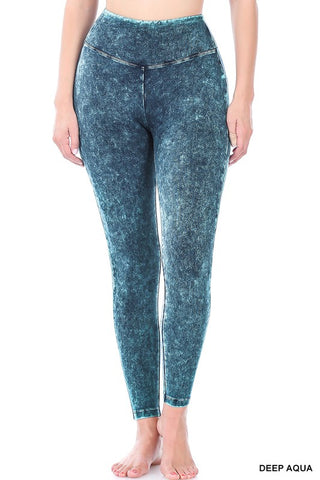 Mineral Washed Wide Waistband Yoga Leggings *Online Only* - Premium pants at Lonnys NY - Just $35! Shop Womens clothing now 