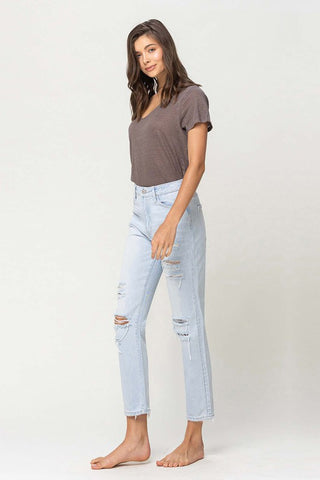 High Rise Distressed Straight Jeans *Online Only* - Premium clothing at Lonnys NY - Just $63! Shop Womens clothing now 