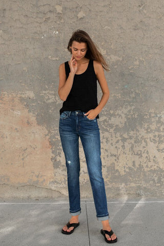 Cuffed Stretch Boyfriend *Online Only* - Premium  at Lonnys NY - Just $90! Shop Womens clothing now 