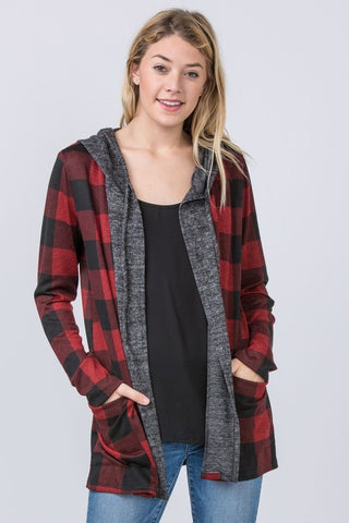 Checker Print Cardigan with Hood *Online Only* - Premium clothing at Lonnys NY - Just $50! Shop Womens clothing now 