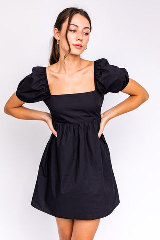 Short Sleeve Back Tie Detail Babydoll Dress  *Online Only* - Premium  at Lonnys NY - Just $65! Shop Womens clothing now 