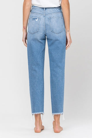 Distressed Raw Hem Mom Jeans *Online Only* - Premium clothing at Lonnys NY - Just $67! Shop Womens clothing now 