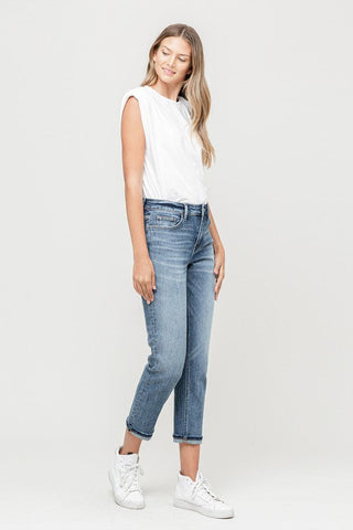 Cuffed Stretch Boyfriend *Online Only* - Premium  at Lonnys NY - Just $80! Shop Womens clothing now 