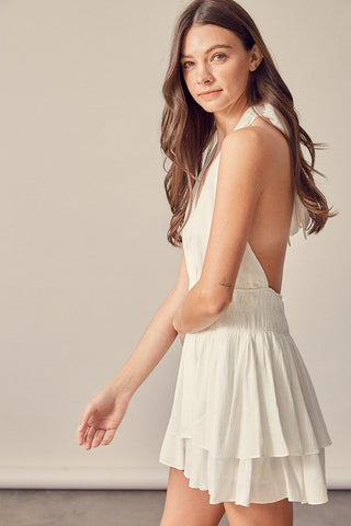 Halter Neck Romper Dress * Online Only* - Premium  at Lonnys NY - Just $70! Shop Womens clothing now 