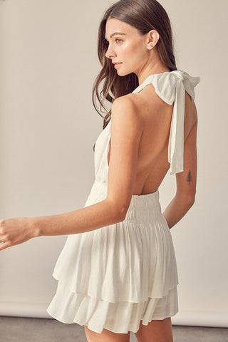 Halter Neck Romper Dress * Online Only* - Premium  at Lonnys NY - Just $70! Shop Womens clothing now 