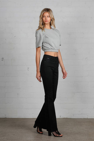 High Rise Wider Black Flare Jeans - Premium clothing at Lonnys NY - Just $88! Shop Womens clothing now 