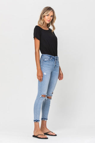 High Rise Button Up Ankle Skinny w/ Cuff - Premium  from VERVET by Flying Monkey - Just $75! Shop now 