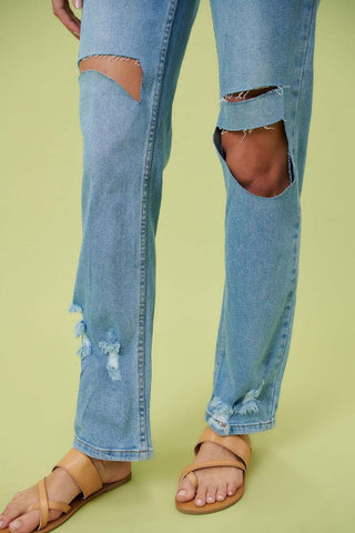 High Rise Distressed Wide Leg Jeans *Online Only* - Premium  at Lonnys NY - Just $90! Shop Womens clothing now 