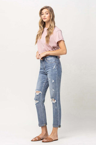 Distressed Stretch Boyfriend *Online Only* - Premium  at Lonnys NY - Just $75! Shop Womens clothing now 