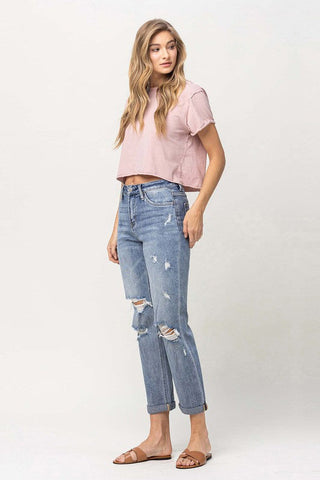 Distressed Stretch Boyfriend *Online Only* - Premium  at Lonnys NY - Just $75! Shop Womens clothing now 