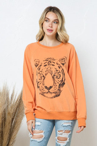 French Terry Tiger Studded Star Graphic Sweatshirt - Premium  from Blue B - Just $60! Shop now at Lonnys NY