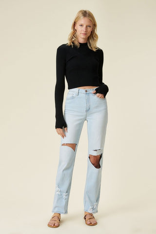 Distressed Wide Leg Jeans *Online Only* - Premium clothing at Lonnys NY - Just $71! Shop Womens clothing now 