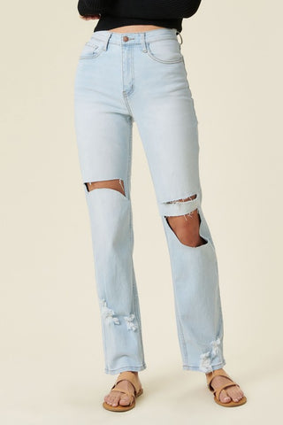 Distressed Wide Leg Jeans *Online Only* - Premium clothing at Lonnys NY - Just $71! Shop Womens clothing now 