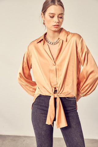 FRONT TIE SHIRT  *Online Only* - Premium  at Lonnys NY - Just $60! Shop Womens clothing now 