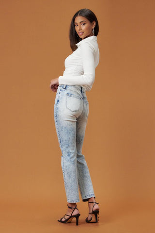 High Rise Distressed Straight Leg Jeans *Online Only* - Premium clothing at Lonnys NY - Just $75! Shop Womens clothing now 