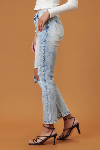 High Rise Distressed Straight Leg Jeans *Online Only* - Premium clothing at Lonnys NY - Just $75! Shop Womens clothing now 