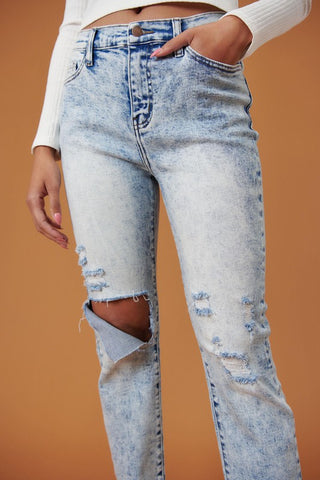 High Rise Distressed Straight Leg Jeans *Online Only* - Premium clothing at Lonnys NY - Just $75! Shop Womens clothing now 