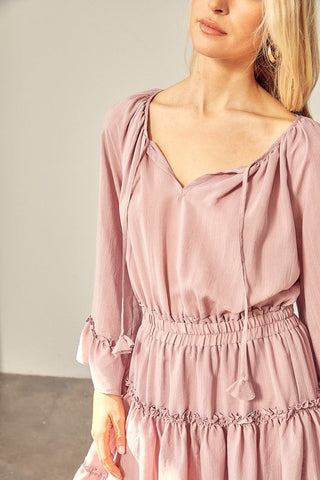 Woven Peasant Dress with an Elasticized Waist *Online Only* - Premium dresses at Lonnys NY - Just $45.68! Shop Womens clothing now 
