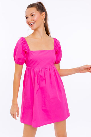 Short Sleeve Back Tie Detail Babydoll Dress  *Online Only* - Premium  at Lonnys NY - Just $65! Shop Womens clothing now 