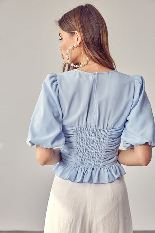 Puff Sleeve Cinched Top   *Online Only* - Premium  at Lonnys NY - Just $62.20! Shop Womens clothing now 