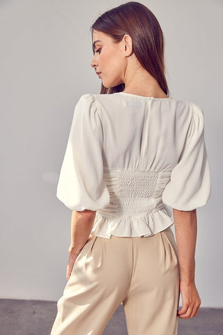 Puff Sleeve Cinched Top   *Online Only* - Premium  at Lonnys NY - Just $62.20! Shop Womens clothing now 