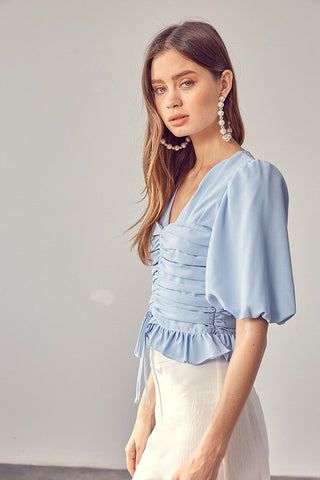 Puff Sleeve Cinched Top   *Online Only* - Premium  at Lonnys NY - Just $62.20! Shop Womens clothing now 