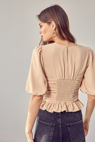 Puff Sleeve Cinched Top   *Online Only* - Premium  at Lonnys NY - Just $62.20! Shop Womens clothing now 