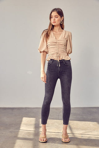 Puff Sleeve Cinched Top   *Online Only* - Premium  at Lonnys NY - Just $62.20! Shop Womens clothing now 