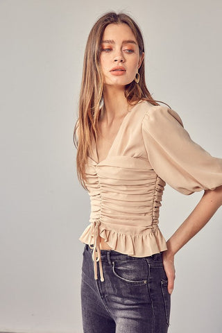 Puff Sleeve Cinched Top   *Online Only* - Premium  at Lonnys NY - Just $62.20! Shop Womens clothing now 