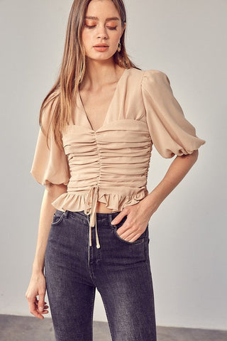 Puff Sleeve Cinched Top   *Online Only* - Premium  at Lonnys NY - Just $62.20! Shop Womens clothing now 