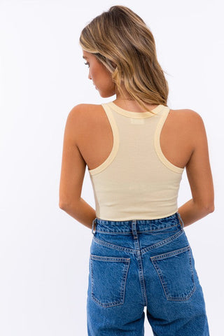 Front Cut-Out Racerback Bodysuit  * Online Only* - Premium bodysuit at Lonnys NY - Just $45! Shop Womens clothing now 