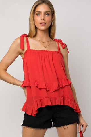 Sleeveless Asymmetrical Hem Line Tiered Top - Premium  at Lonnys NY - Just $37.13! Shop Womens clothing now 