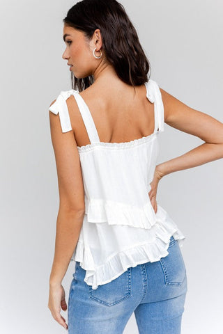 Sleeveless Asymmetrical Hem Line Tiered Top - Premium  at Lonnys NY - Just $37.13! Shop Womens clothing now 