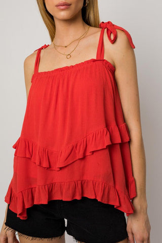 Sleeveless Asymmetrical Hem Line Tiered Top - Premium  at Lonnys NY - Just $37.13! Shop Womens clothing now 