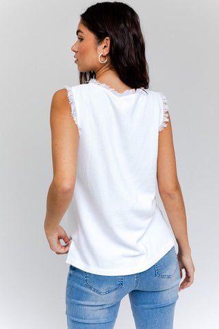 Edgy Frayed Top * Online Only* - Premium Shirts & Tops at Lonnys NY - Just $42! Shop Womens clothing now 